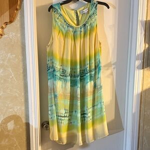 Cynthia Rowley Yellow and Blue Tie-Dye Mini Dress